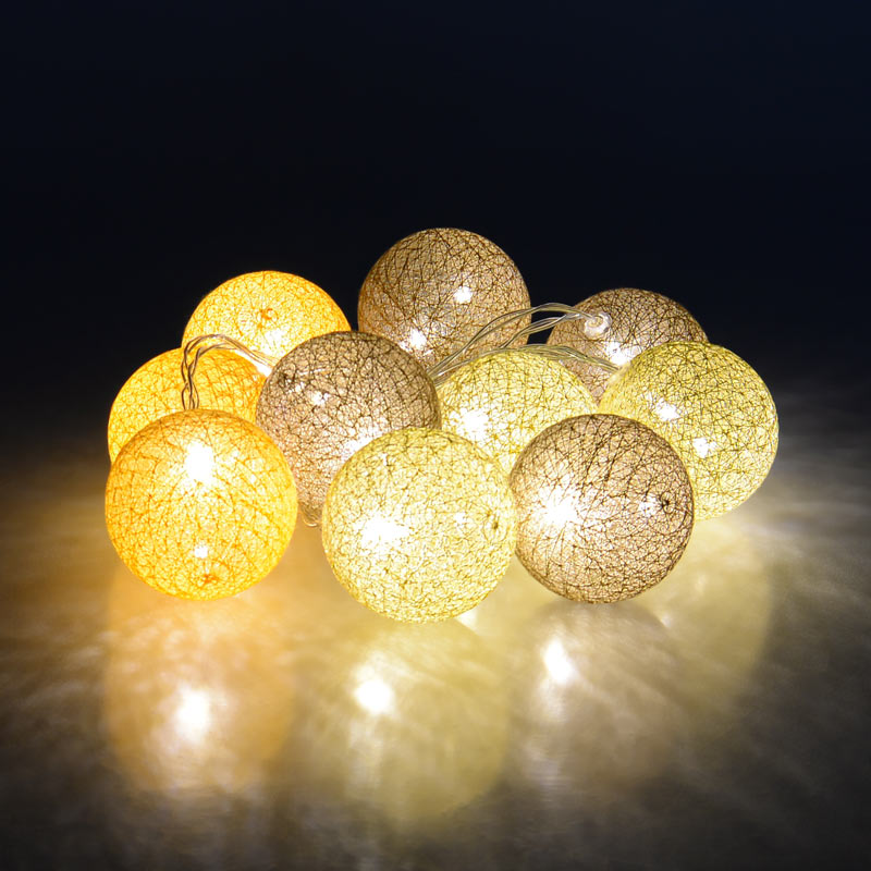 Guirlande lumineuse de Noël boule fourrure blanc 10 led