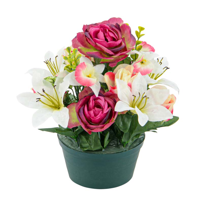 Coupe de boutons de rose, lys et camélias