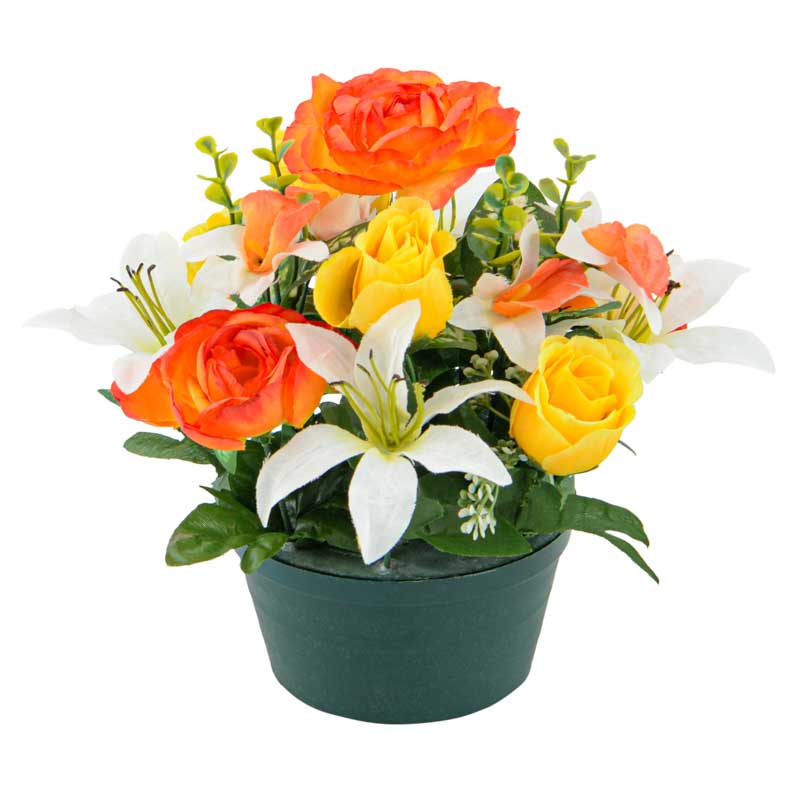 Coupe de boutons de rose, lys et camélias