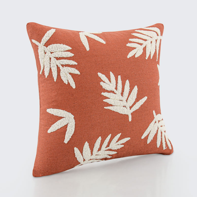 Coussin tufté 'Foglia' terracotta
