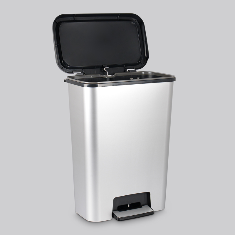 Poubelle de tri 'Compatta' gris métallisé 50L