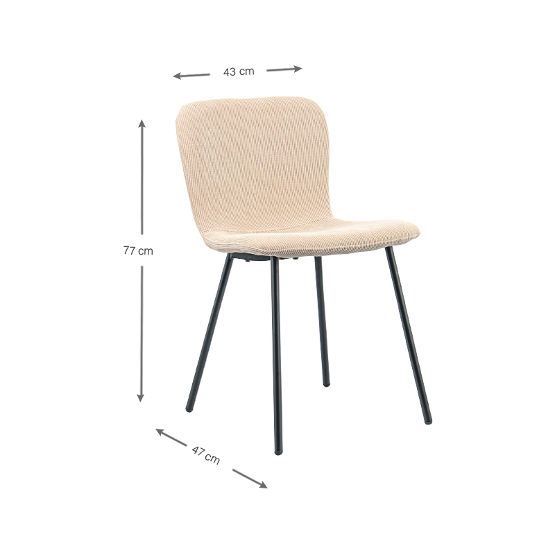 Chaise velours côtelé 'Samy' beige