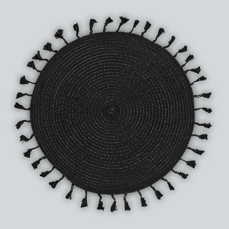 Set de table 'Moali' avec pompons noirs