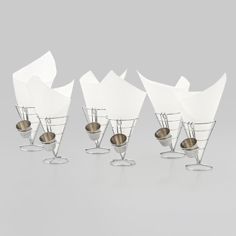 Lot de 6 mini paniers à frites coniques