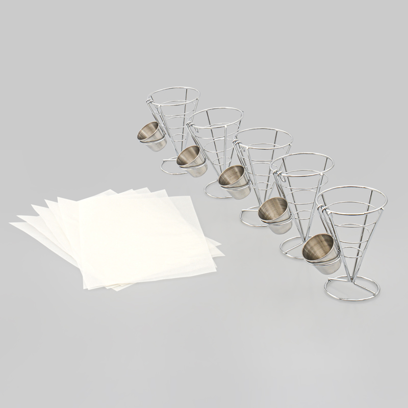 Lot de 6 mini paniers à frites coniques