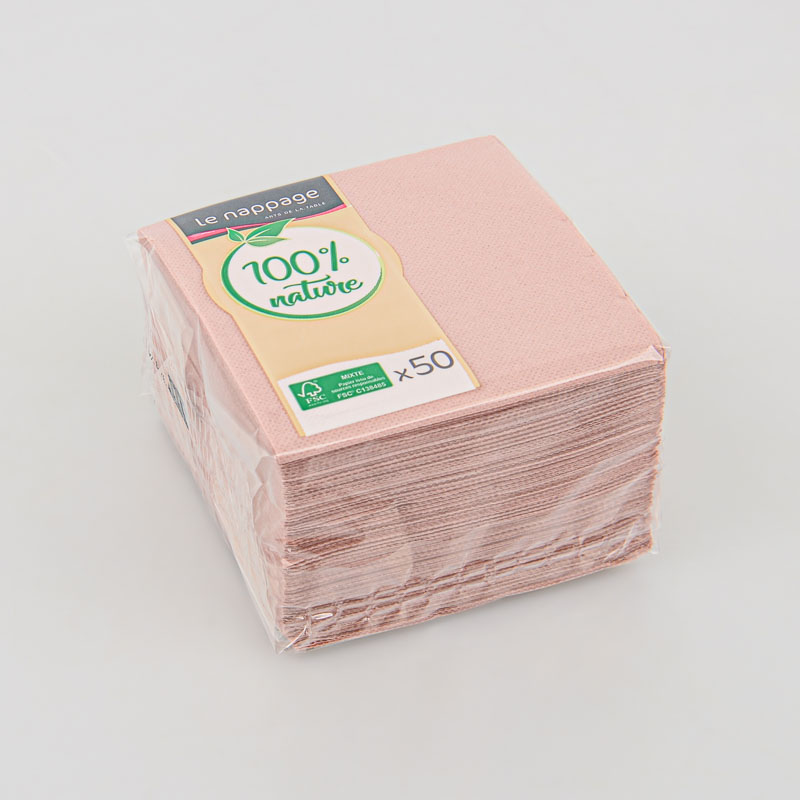 50 serviettes 'TT' rose pétale