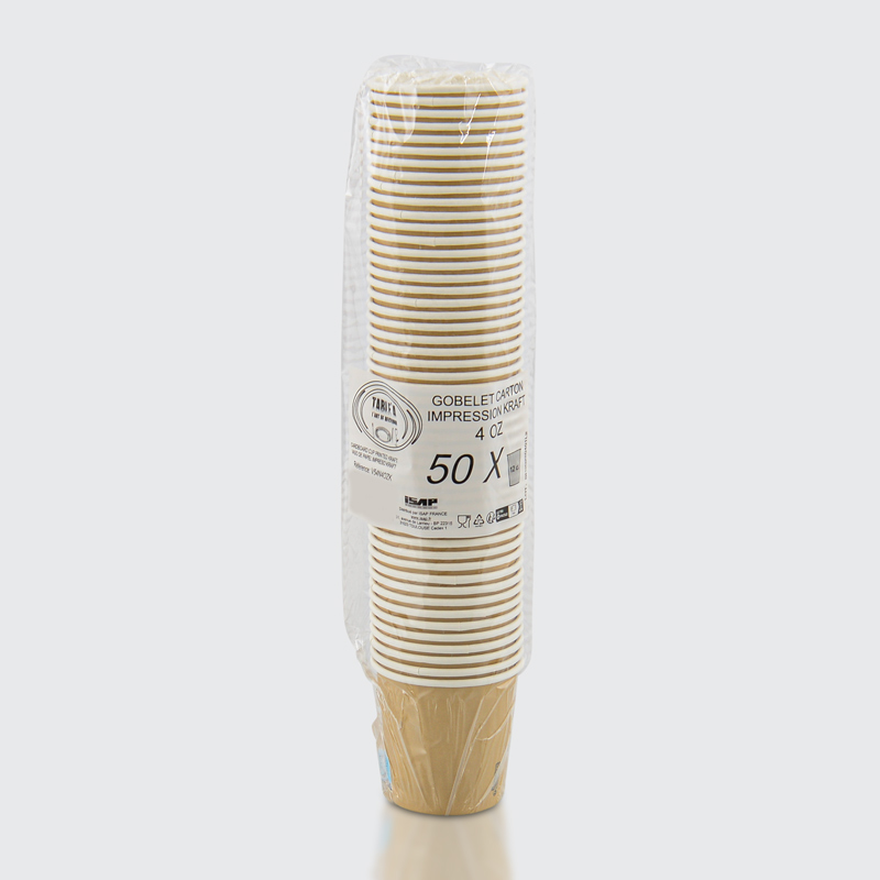 Lot de 50 gobelets en carton marron 