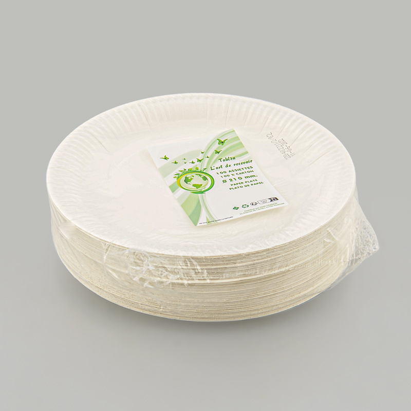 Lot de 100 assiettes en carton blanc