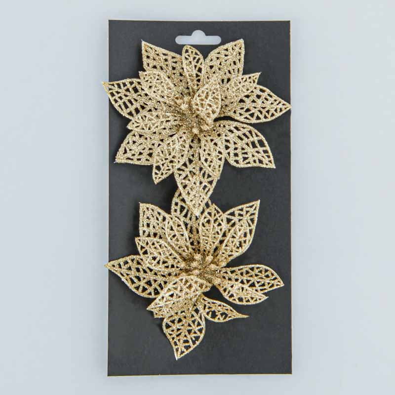 Lot de 2 pinces poinsettias 