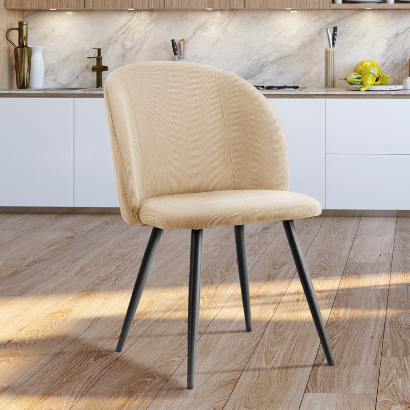 Chaise 'Azila' velours côtelé beige