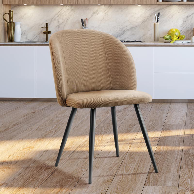 Chaise 'Azila' velours côtelé couleur taupe