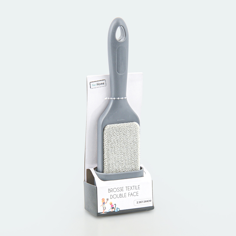 Brosse pour textile double face grise