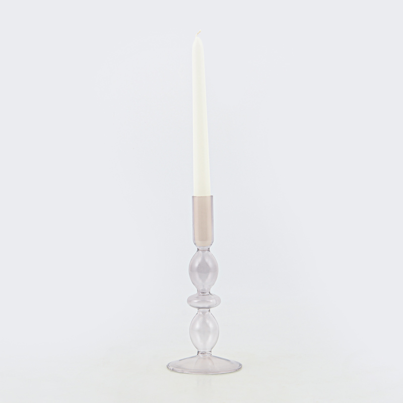 Porte-bougie en verre fumé