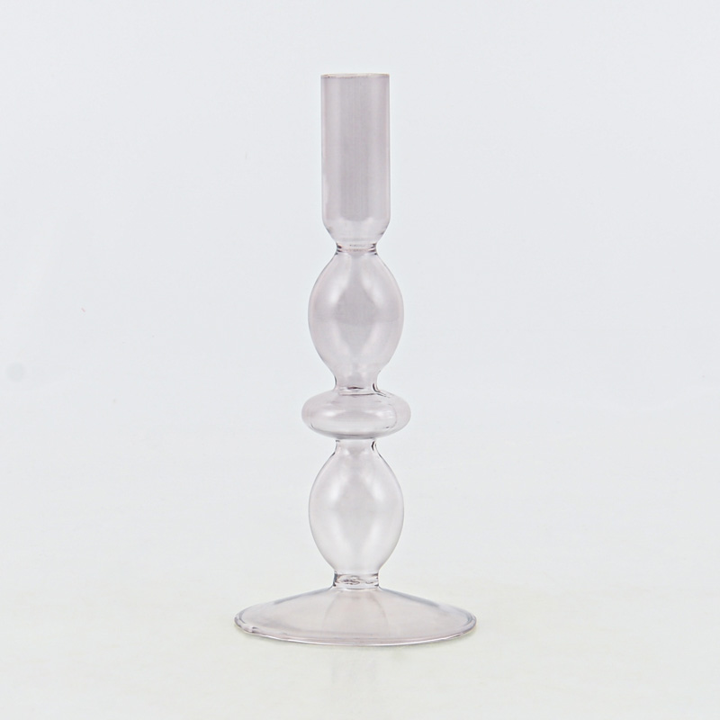 Porte-bougie en verre fumé