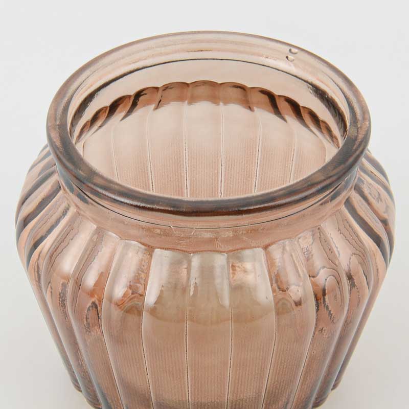 Vase strié forme basse marron