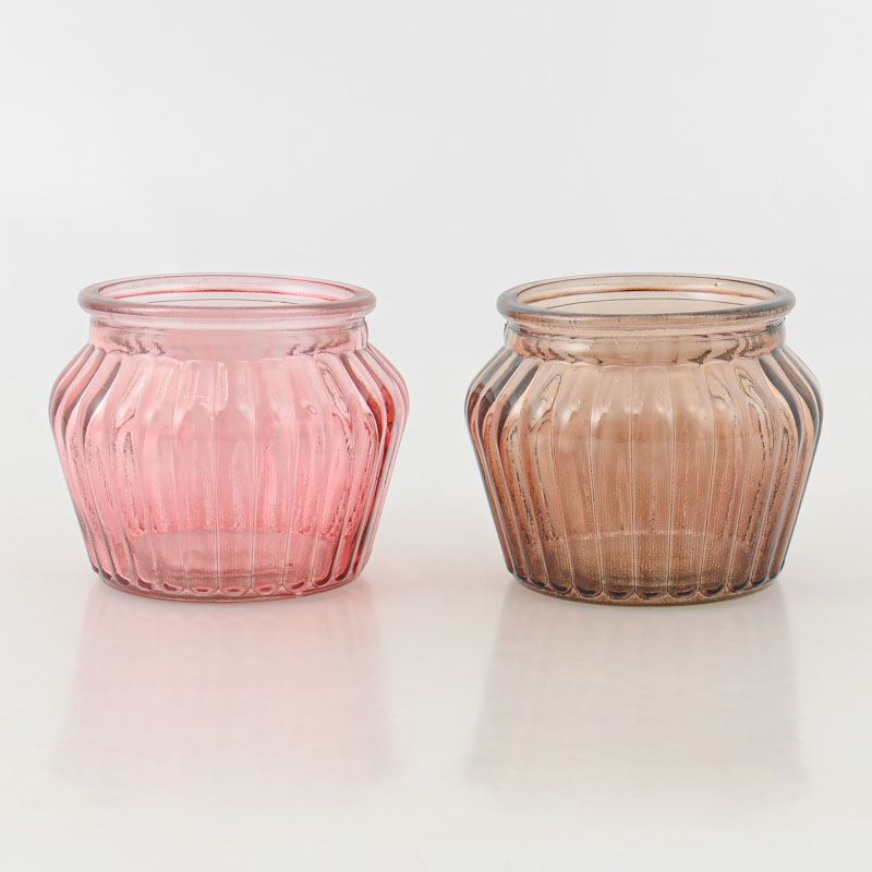 Vase strié forme basse marron