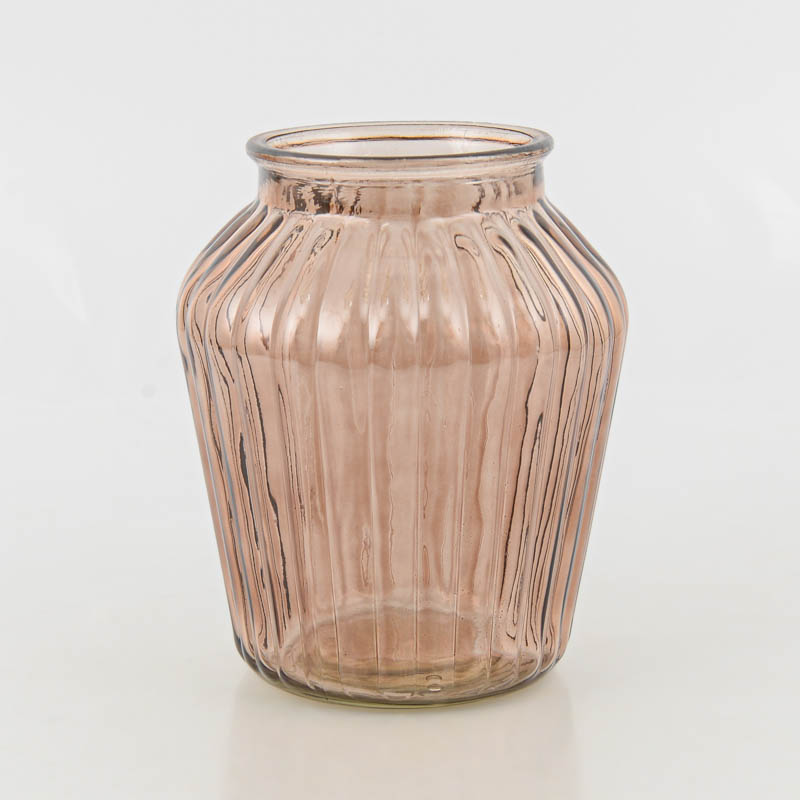 Vase strié forme haute marron