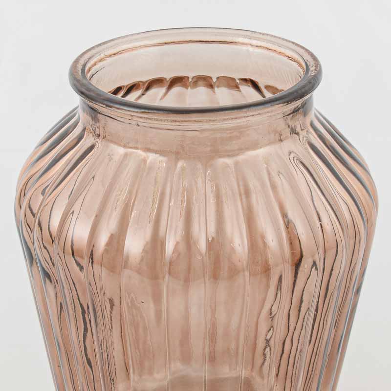 Vase strié forme haute marron