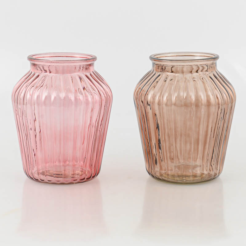 Vase strié forme haute marron