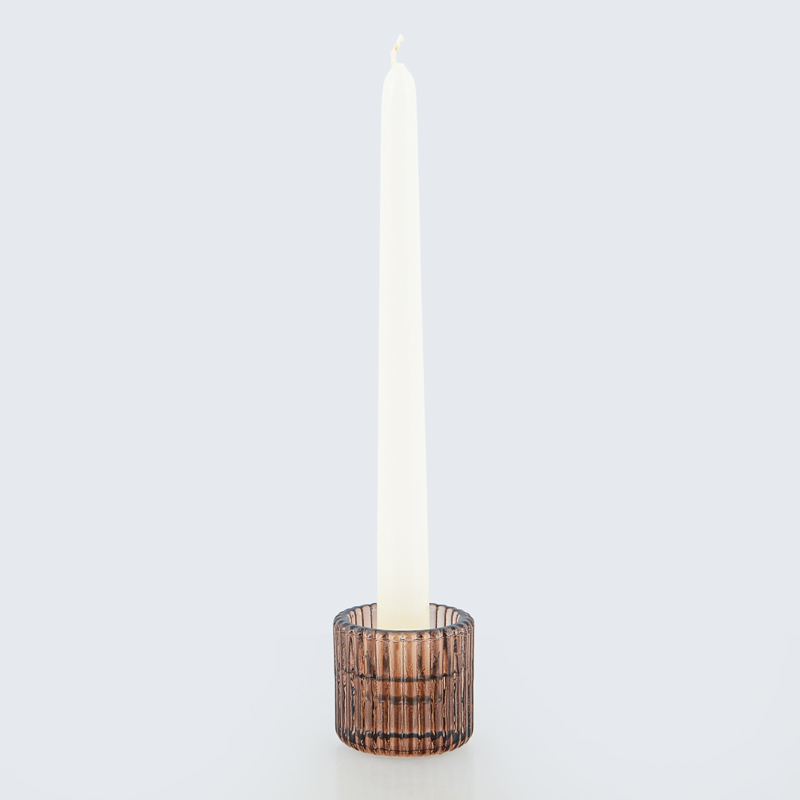 Bougeoir strié marron