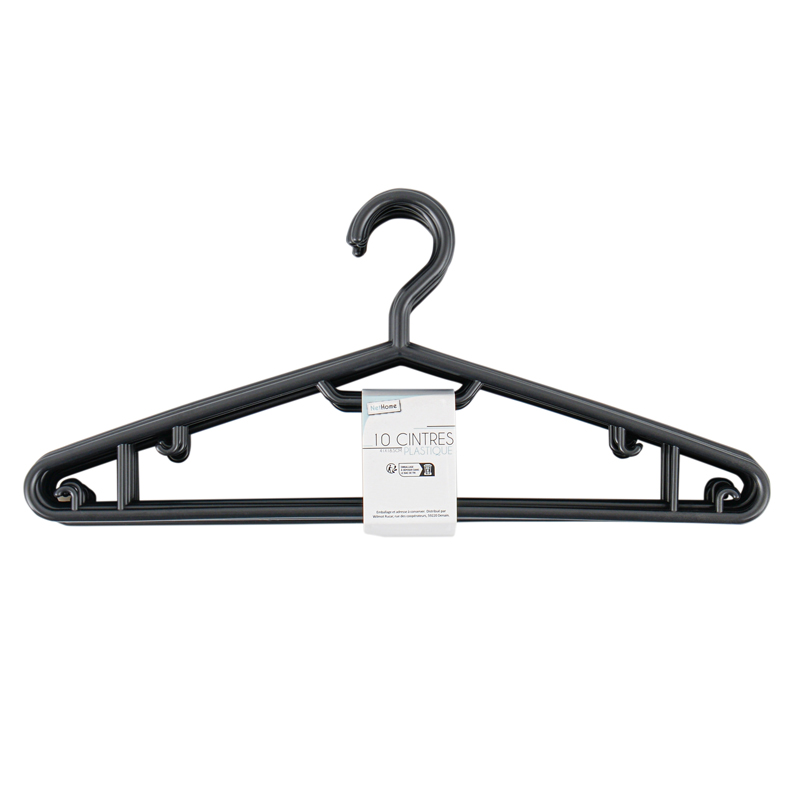 Lot de 10 cintres en plastique noir