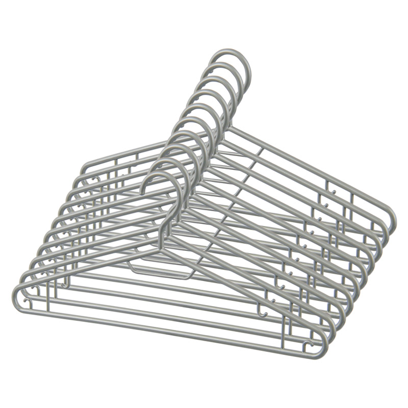 Lot de 10 cintres en plastique couleur argent