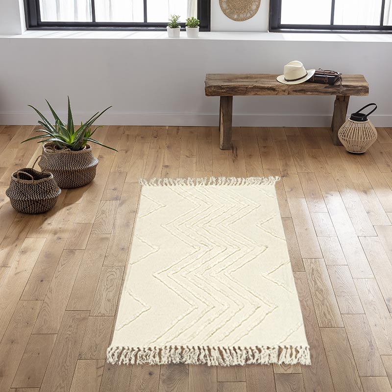 Tapis coton 'Elie' écru