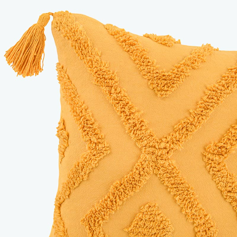 Coussin 'Elias' avec pompons jaune safran