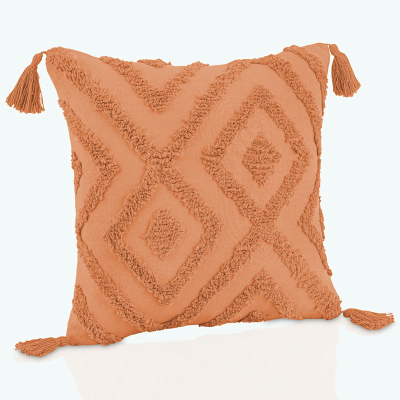 Coussin 'Elias' avec pompons terracotta
