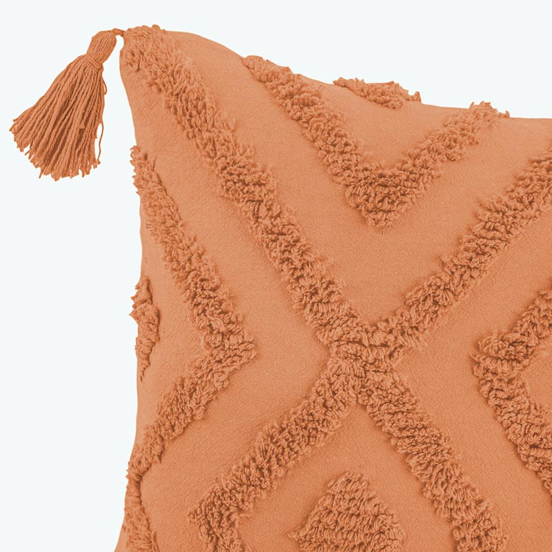 Coussin 'Elias' avec pompons terracotta