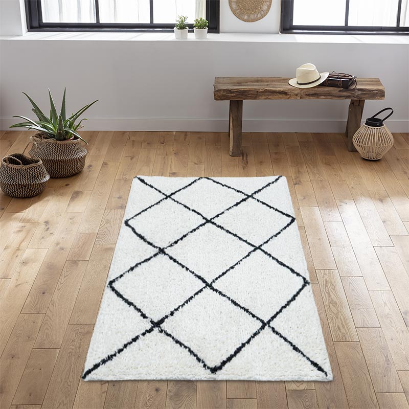 Tapis coton 'Leo' écru