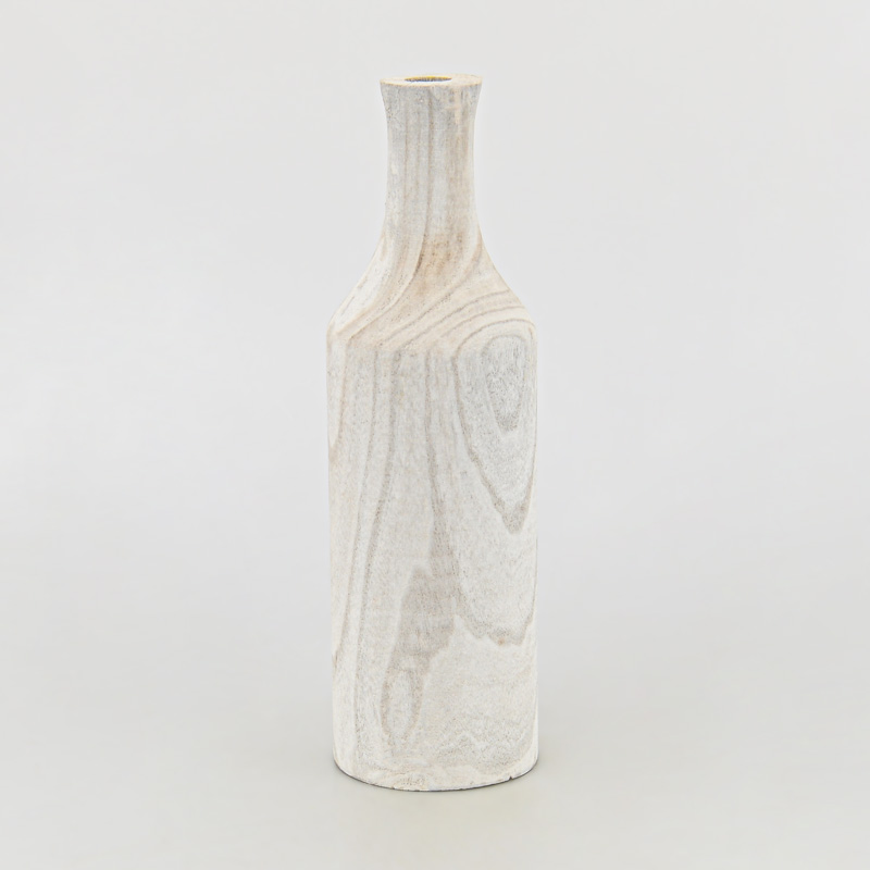 Vase en paulownia gris blanc