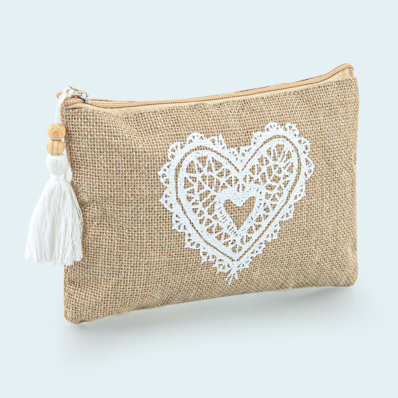 Trousse à maquillage beige et blanche 