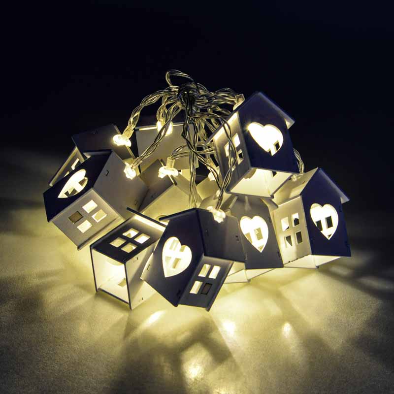 Guirlande lumineuse 10 maisonnettes blanches