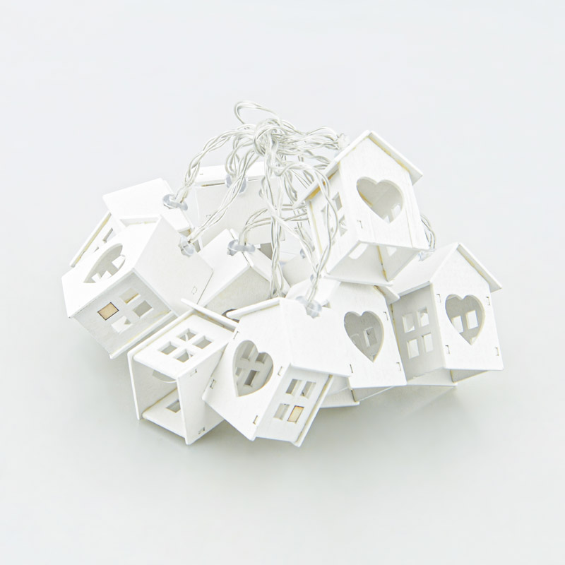 Guirlande lumineuse 10 maisonnettes blanches