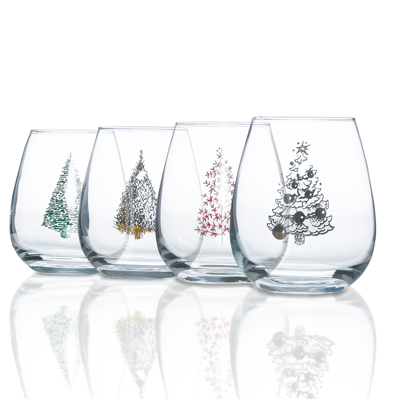 Lot de 4 verres décors de Noël 