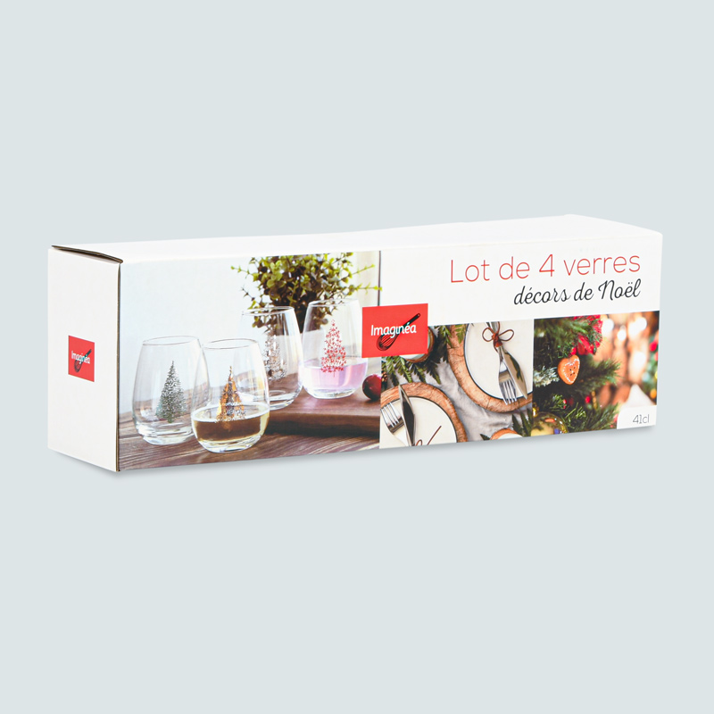 Lot de 4 verres décors de Noël 