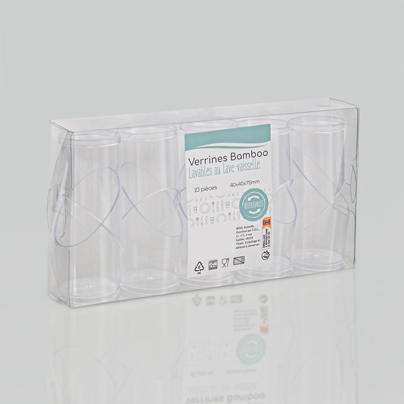Lot de 10 verrines 'Bamboo' transparentes 