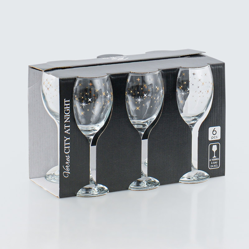 Lot de 6 verres à vin 'City at night'