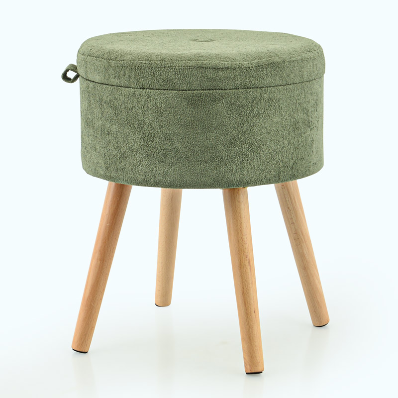 Tabouret coffre rond 'Luxury' kaki