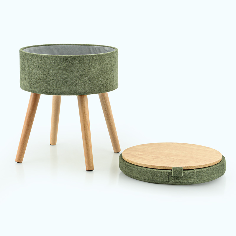 Tabouret coffre rond 'Luxury' kaki