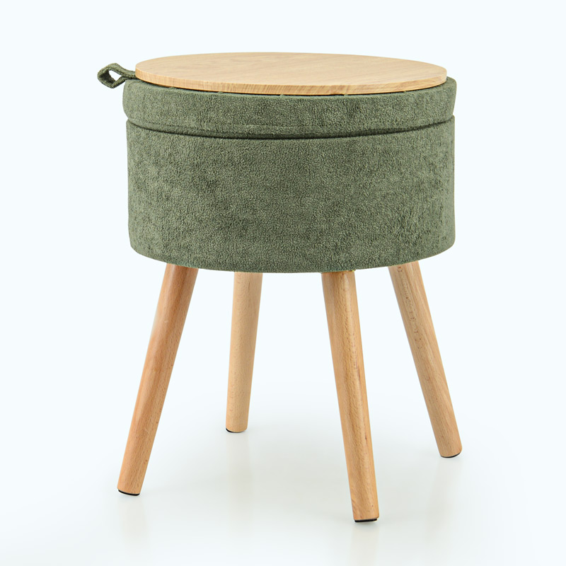 Tabouret coffre rond 'Luxury' kaki