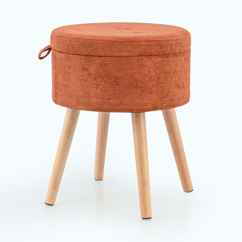 Tabouret coffre rond 'Luxury' terracotta