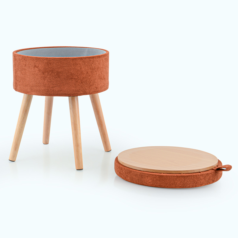 Tabouret coffre rond 'Luxury' terracotta