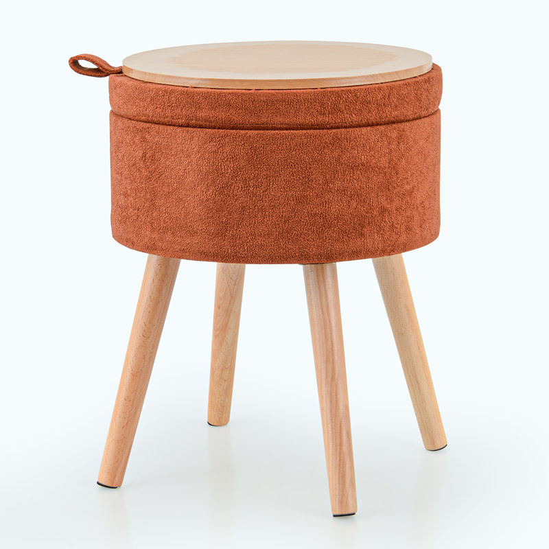 Tabouret coffre rond 'Luxury' terracotta