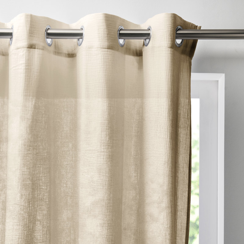 Rideau 'Idylle' en gaze de coton beige