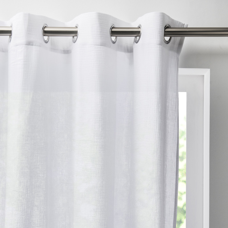 Rideau 'Idylle' en gaze de coton blanc