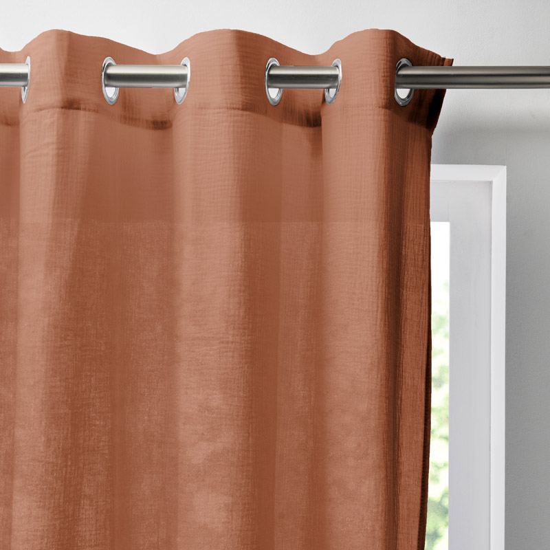 Rideau 'Idylle' en gaze de coton terracotta