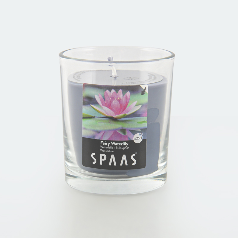 Bougie dans un verre parfum nénuphar 