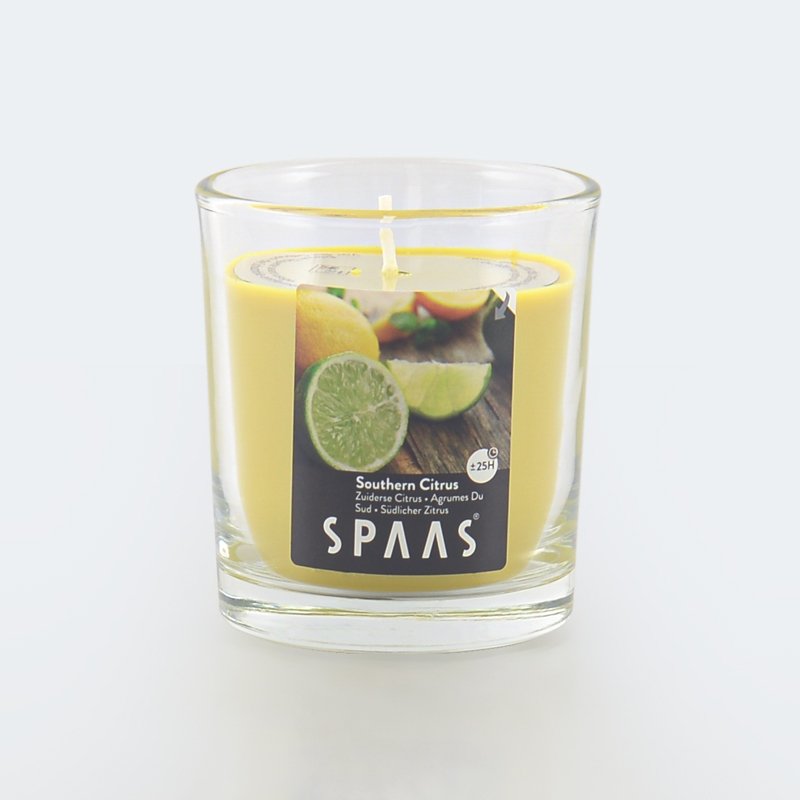 Bougie dans un verre parfum agrumes du sud